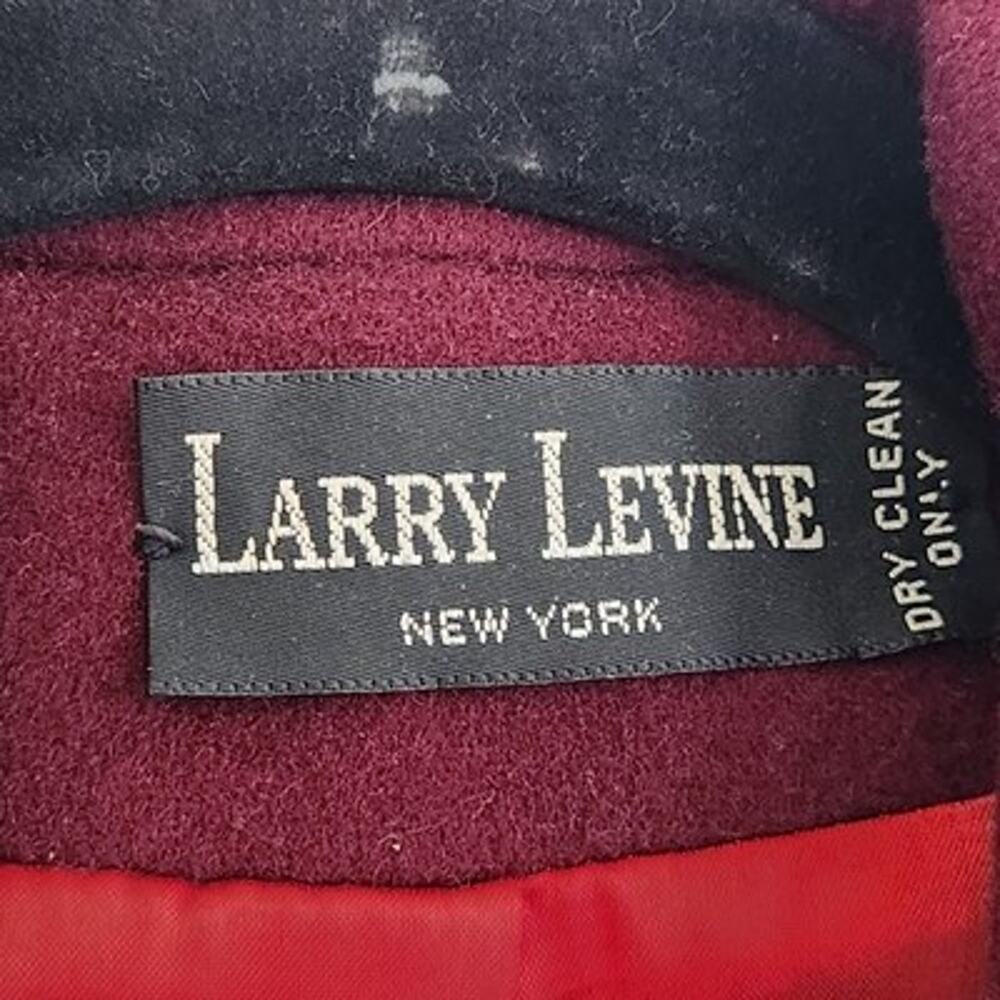 Larry Levine Sz Small Wool Burgundy Wine Red 2 Button Long Pea Coat Classic - Picture 4 of 10